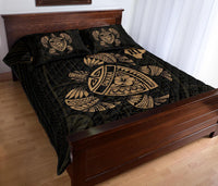 Hawaii Turtle Hibicus Map Quilt Bed Set - Gold - Polynesian Pride