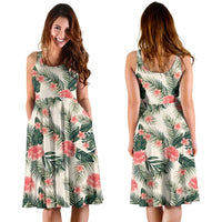 Hawaii Hibiscus Plumeria Tropical Red Midi Dress - Polynesian Pride