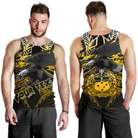 Samoa Polynesian Custom Personalised Men's Tank Top - Eagle Tribal Pattern Yellow Yellow - Polynesian Pride