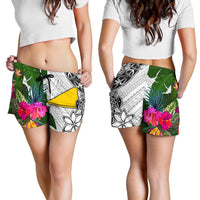 Tokelau Women's Short White - Turtle Plumeria Banana Leaf - Polynesian Pride