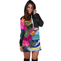 Federated States of Micronesia Women's Hoodie Dress - Polynesian Hibiscus Pattern - Polynesian Pride