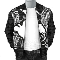 Papua New Guinea Polynesian Men's Bomber Jacket Map Black - Polynesian Pride