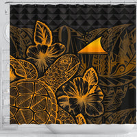 Tokelau Shower Curtain Turtle Hibiscus Gold - Polynesian Pride
