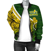 Cook Islands Women Bomber Jacket Style Turtle Rugby - Polynesian Pride