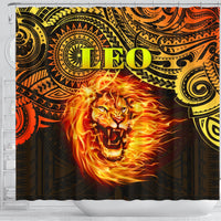 Sun In Leo Zodiac Shower Curtain Polynesian Tattoo Unique Vibes - Polynesian Pride