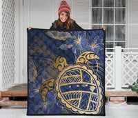 Hawaii Turtle Hibiscus Gold Premium Quilt - Kyn Style - Polynesian Pride