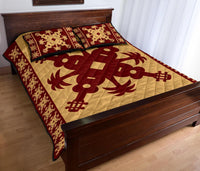 Hawaiian Quilt Pattern Ukulele And Coconut Quilt Bed Set - Polynesian Pride