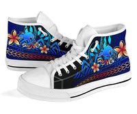 Papua New Guinea High Top Shoes Blue - Vintage Tribal Mountain - Polynesian Pride