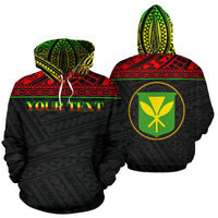 Hawaii Kanaka Maoli All Over Custom Hoodie Reggae Color Style Unisex Black - Polynesian Pride