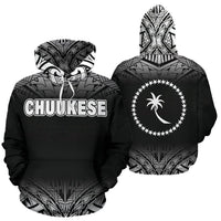 Chuukese All Over Hoodie Black Fog Style Unisex Black - Polynesian Pride