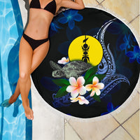 New Caledonia Polynesian Beach Blanket - Turtle With Plumeria Flowers - Polynesian Pride