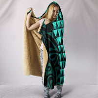 Hawaii Kakau Turquoise Polynesian Hooded Blanket - Polynesian Pride