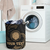 Northern Mariana Islands Polynesian Custom Personalised Laundry Basket - Gold Tribal Wave - Polynesian Pride