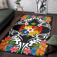 Tonga Area Rug - Coat OfArmsWith Tropical Flowers - Polynesian Pride