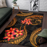 Fiji Polynesian Area Rug - Gold Plumeria Crest - Polynesian Pride