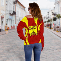 Mauna Kea Women's Off Shoulder Sweater 01 - Polynesian Pride