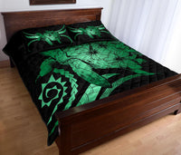 Hawaii Turtle Hibiscus Polynesian Vintage Quilt Bed Set - Green - Polynesian Pride