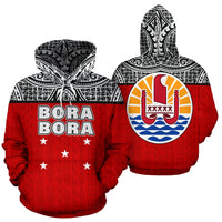 Bora Bora All Over Hoodie Polynesian Style Unisex Red - Polynesian Pride
