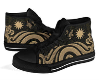 Nauru High Top Canvas Shoes - Gold Tentacle Turtle - Polynesian Pride