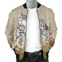 Maori Manaia The Blue Sea Men's Bomber Jacket, Golden - Polynesian Pride