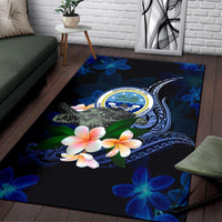 Federated States Of Micronesia Area Rug - Turtle With Plumeria Flowers - Polynesian Pride