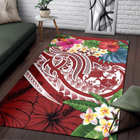 Tonga Polynesian Area Rug - Summer Plumeria (Red) - Polynesian Pride