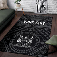 Fiji Personalised Area Rug - Fiji Seal With Polynesian Tattoo Style ( Black) Black - Polynesian Pride