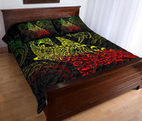 Polynesian Quilt Bed Set - Polynesian Reggae Shark Warrior Tattoo - Polynesian Pride