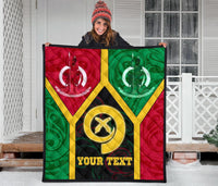 Polynesian Vanuatu Custom Personalised Premium Quilt - Vanuatu Flag and Coat Of Arms - Polynesian Pride