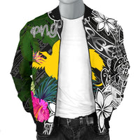 Papua New Guinea Men Bomber Jacket - Turtle Plumeria Banana Leaf - Polynesian Pride
