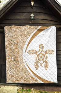 Hawaii Turtle Polynesian White Premium Quilt - Circle Style - Polynesian Pride