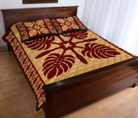 Hawaiian Quilt Pattern Palm Tree Symbol Quilt Bed Set - Polynesian Pride