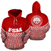 Federated States of Micronesia Polynesian Hoodie Red Pride Map nd Seal Unisex Red - Polynesian Pride