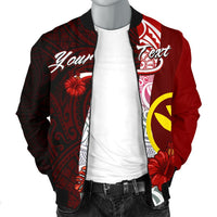 Hawaii Polynesian Custom Personalised Men's Bomber Jacket - Coat Of Arm With Hibiscus - Polynesian Pride