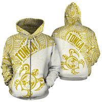 Tonga Zip up Hoodie Tonga Coat of Arms In Turtle Polynesian Tattoo 070 Unisex Black - Polynesian Pride
