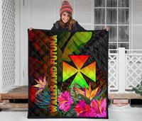 Wallis and Futuna Polynesian Premium Quilt - Hibiscus and Banana Leaves - Polynesian Pride