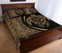 Hawaii Turtle Map Polynesian Quilt Bed Set - Gold - Circle Style - Polynesian Pride