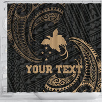 Papua New Guinea Polynesian Custom Personalised Shower Curtain - Gold Tribal Wave - Polynesian Pride