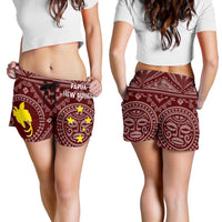 Papua New Guinea Women's Shorts - Flag With Polynesian Patterns (Red) - Polynesian Pride