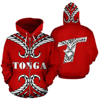 Tonga Tribal Pattern All Over Zip up Hoodie - Polynesian Pride