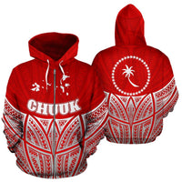 Chuuk Polynesian Zip up Hoodie Red Pride Map and Seal Unisex Red - Polynesian Pride