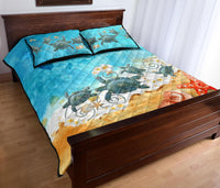 Hawaii Quilt Bed Set - Plumeria Turtles On Beach Hawaiian - Polynesian Pride