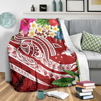 Papua New Guinea Polynesian Premium Blanket - Summer Plumeria (Red) - Polynesian Pride