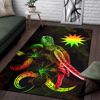 Nauru Polynesian Area Rugs - Turtle With Blooming Hibiscus Reggae - Polynesian Pride