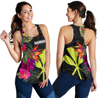 Hawaii Women's Racerback Tank - Hibiscus Polynesian Pattern - Polynesian Pride