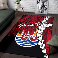 Tahiti Polynesian Custom Personalised Are Rug - Tribal Wave Tattoo Flag Style - Polynesian Pride