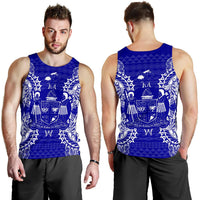 Fiji Polynesian Men Tank Top Map Blue - Polynesian Pride