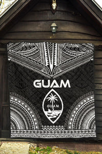 Guam Premium Quilt - Guam Coat Of Arms Polynesian Chief Black Version - Polynesian Pride