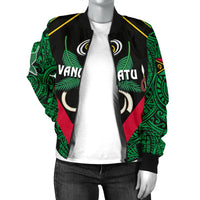 Vanuatu Rugby Women Bomber Jacket Flag Style - Polynesian Pride