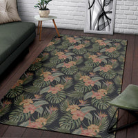Tropical Hibiscus Monstera Leaf Rug - Polynesian Pride